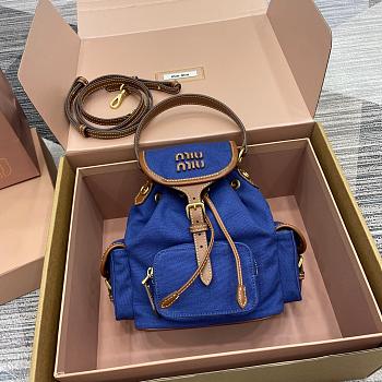 MiuMiu Red Canvas and Leather Blue Backpack Size 22x18x11cm