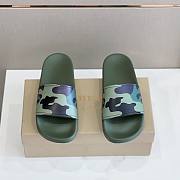 Burberry Check Slides Green Army - 4