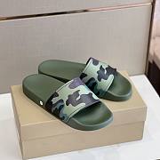 Burberry Check Slides Green Army - 3