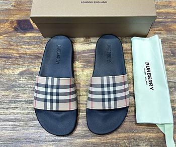 Burberry Check Slides Beige