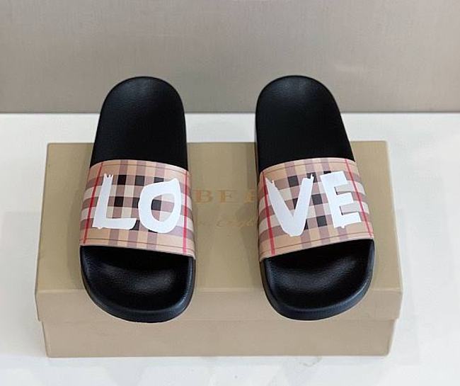 Burberry Check Slides Beige Love - 1