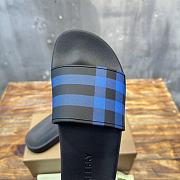 Burberry Check Slides Black Blue - 4