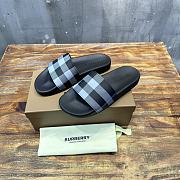 Burberry Check Slides Black Grey - 5