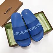 Burberry Embossed Logo Slides Bubblegum Blue - 4