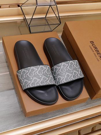 Burberry Furley Flock Padded Grey Leather Slides