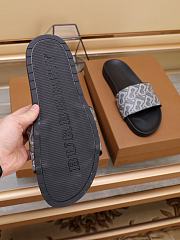 Burberry Furley Flock Padded Grey Leather Slides - 6