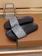 Burberry Furley Flock Padded Grey Leather Slides - 5