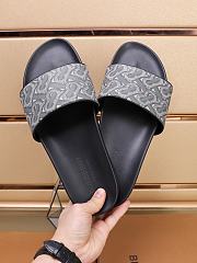 Burberry Furley Flock Padded Grey Leather Slides - 4