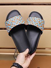 Burberry Furley Flock Padded Orange Leather Slides - 2