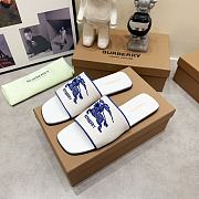 Burberry Label Slide White Blue - 5