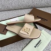 Burberry Square Toe Logo Cream Slippers - 5