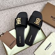Burberry Square Toe Logo Black Slippers - 6