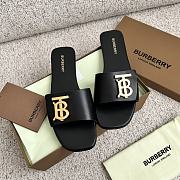 Burberry Square Toe Logo Black Slippers - 5