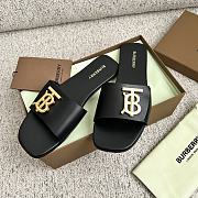 Burberry Square Toe Logo Black Slippers - 2