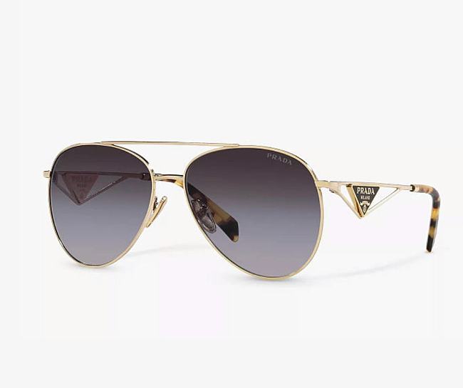 Prada PR 73ZS Aviator Sunglasses Pale Gold - 1