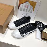 Burberry Logo Print Two-Tone Cotton Black Gabardine - 2