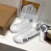 Burberry Logo Print Two-Tone Cotton White Gabardine - 1