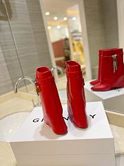 Givenchy Shark Lock Ankle Boots in Leather Red - 4