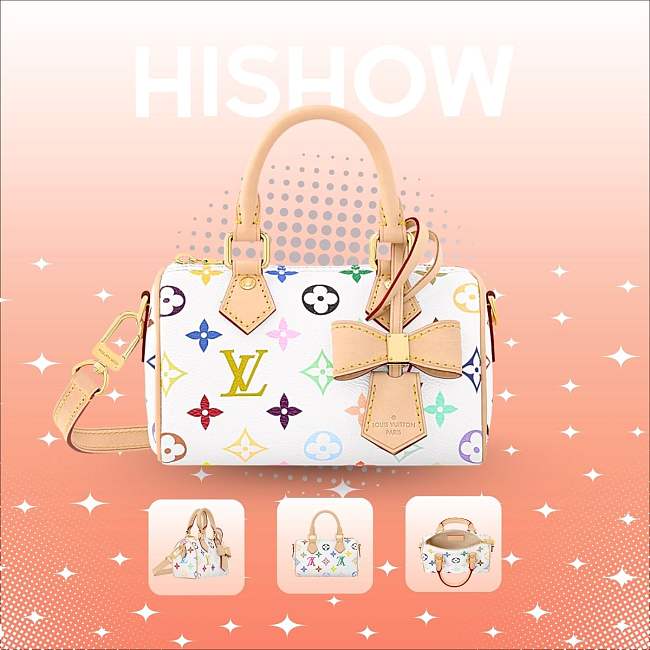 LV Nano Speedy LV x TM Multicolore Blanc Size 16 x 10 x 7.5 cm - 1