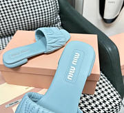 Miu Miu Matelassé Nappa Leather Slides Blue - 6