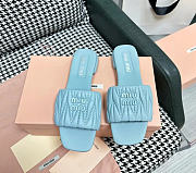 Miu Miu Matelassé Nappa Leather Slides Blue - 4