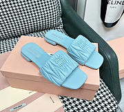 Miu Miu Matelassé Nappa Leather Slides Blue - 3