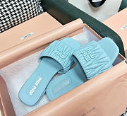 Miu Miu Matelassé Nappa Leather Slides Blue - 2