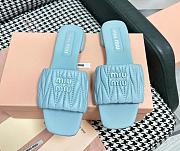 Miu Miu Matelassé Nappa Leather Slides Blue - 1