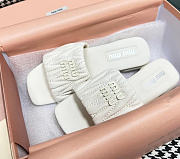 Miu Miu Matelassé Nappa Leather Slides White - 4