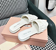 Miu Miu Matelassé Nappa Leather Slides White - 3