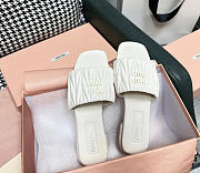 Miu Miu Matelassé Nappa Leather Slides White - 2