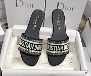 Dior Dway Slide Deep Black Embroidered White Cotton - 1