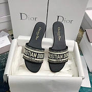 Dior Dway Slide Deep Black Embroidered White Cotton - 4