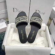 Dior Dway Slide Deep Black Embroidered White Cotton - 2