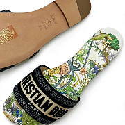 Dior Dway Slide White Multicolor Embroidered Cotton with Étoile de Voyage Motif - 4