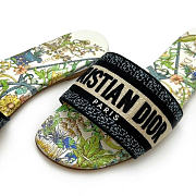 Dior Dway Slide White Multicolor Embroidered Cotton with Étoile de Voyage Motif - 3