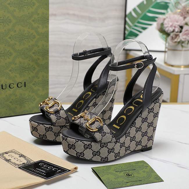 Gucci Chenille Jacquard Knit Heel Black 12CM - 1