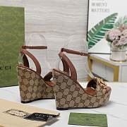 Gucci Chenille Jacquard Knit Heel Brown 12CM - 5