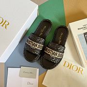 Dior Dway Slide Black Raffia and Embroidered Cotton KCQ844ECJ_S900 - 2