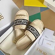 Dior Dway Slide Jute-Colored Embroidered Raffia and Cotton KCQ844ECJ_S23Y - 4