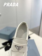 Prada Brushed Leather Monolith Loafers White - 4