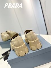 Prada Brushed Leather Monolith Loafers Beige - 2