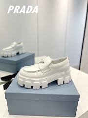 Prada Brushed Leather Monolith Loafers White - 2