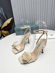 Prada Heeled Stiletto Heels with Flower Beige - 3