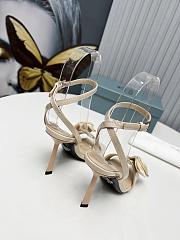 Prada Heeled Stiletto Heels with Flower Beige - 4