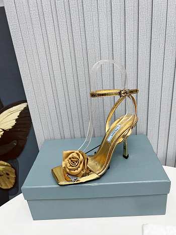 Prada Heeled Stiletto Heels with Flower Gold