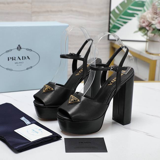 Prada Nappa Leather Platform Sandals Black 115MM - 1