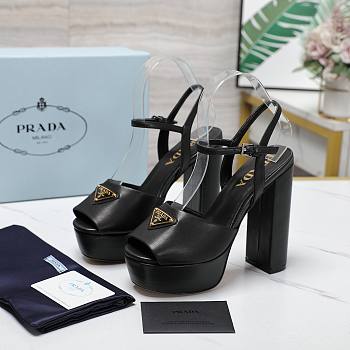 Prada Nappa Leather Platform Sandals Black 115MM
