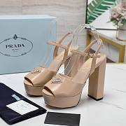 Prada Nappa Leather Platform Sandals Cream 115MM - 4