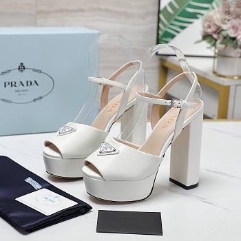 Prada Nappa Leather Platform Sandals White 115MM